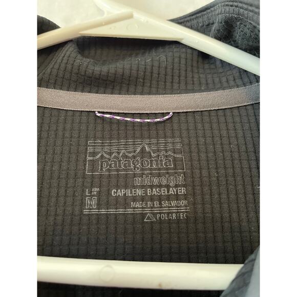 Patagonia Capilene Base Layer Midweight Quarter Zip Women Black Medium Top - Picture 3 of 7